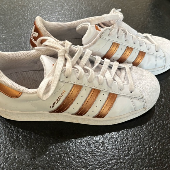 Adidas Superstar White and Bronze Sneakers - Picture 1 of 8